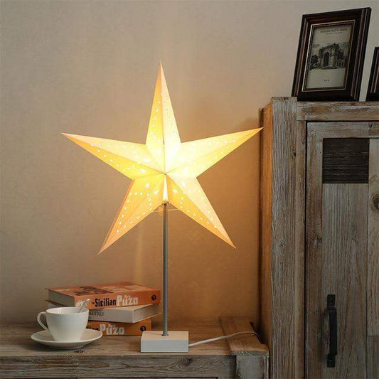 Avelena | StellarGlow | Strahlende LED-Stern-Tischlampe – Holzfuß Umgebungslicht für Schlafzimmer & Wohnzimmer Dekor