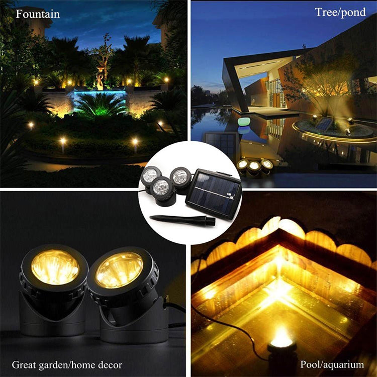 Avelena | Zwei Köpfe LED Außen-Wasserproof Solar Unterwasser Spotlight Flutlicht