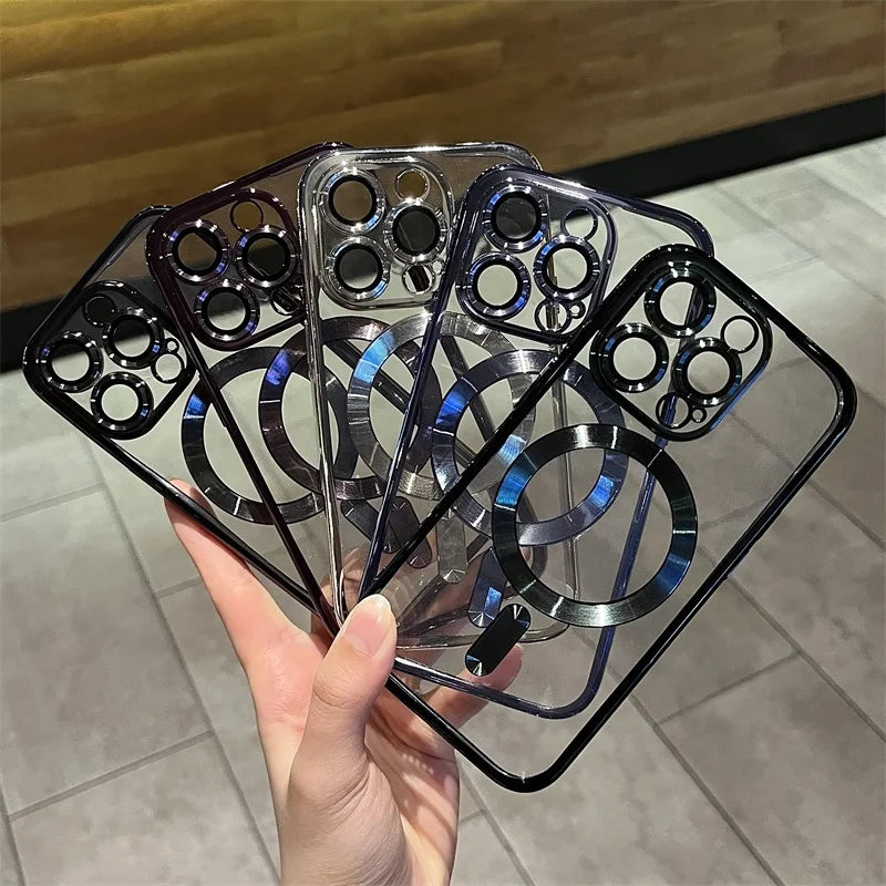 Avelena | Plating Clear Soft Magnetic Case für iPhone