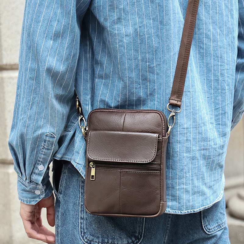 Avelena | Herren Kleine Echtleder Schultertasche – Kompakte Umhängetasche mit verstellbarem Riemen