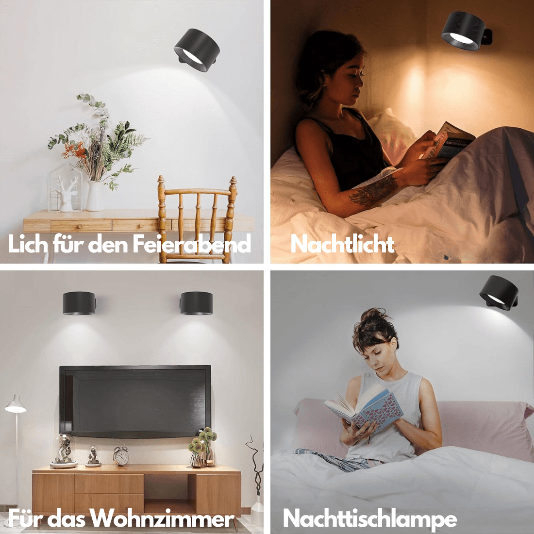Avelena | 360° kabelloses wiederaufladbares Wandlicht | Vielseitige LED-Beleuchtungslösung