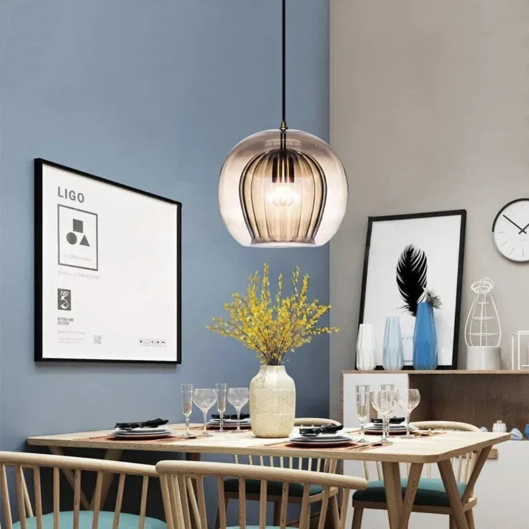 Avelena | TimberGlow - Moderne Glas Pendelleuchte