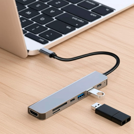 Avelena | USB-C zu USB-Adapter Hub & Multiport Adapter - MacBook Pro & Air kompatibel - HDMI, USB, SD-Kartenleser & mehr