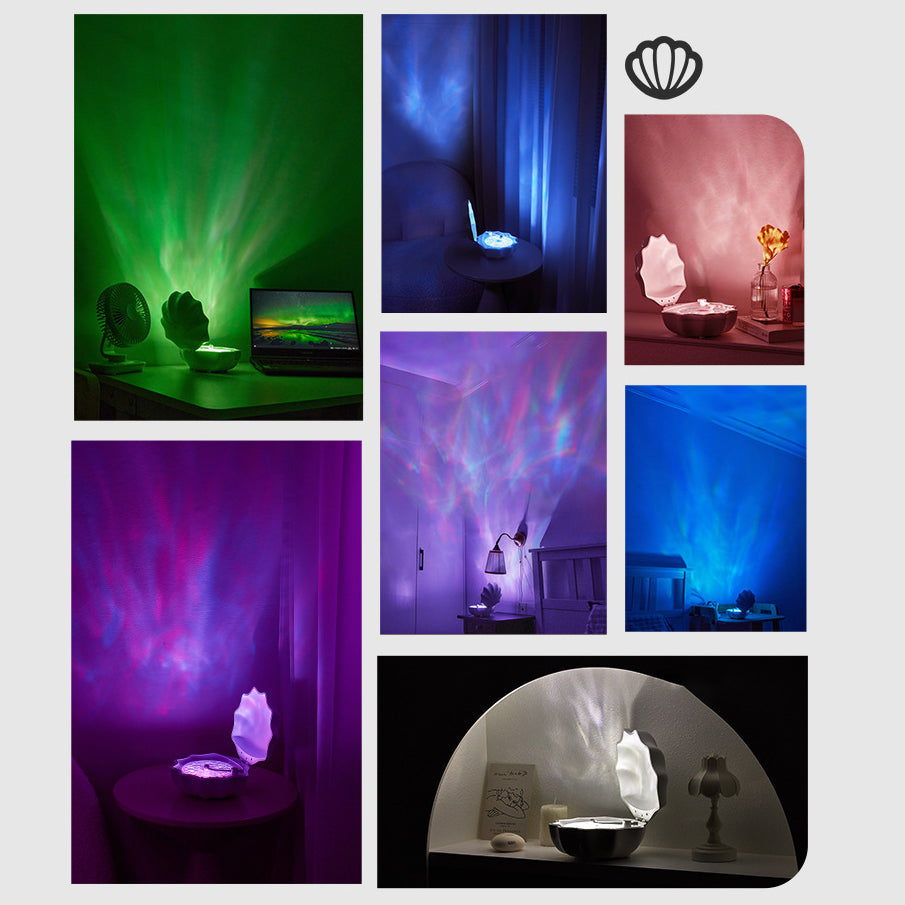 Avelena | Shell Lampe Wellen Retro Bluetooth Plattenspieler LED Nachtlicht - Perfektes Geschenk für Kinder und Mädchen