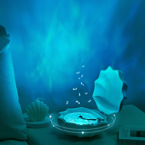 Avelena | Shell Lampe Wellen Retro Bluetooth Plattenspieler LED Nachtlicht - Perfektes Geschenk für Kinder und Mädchen