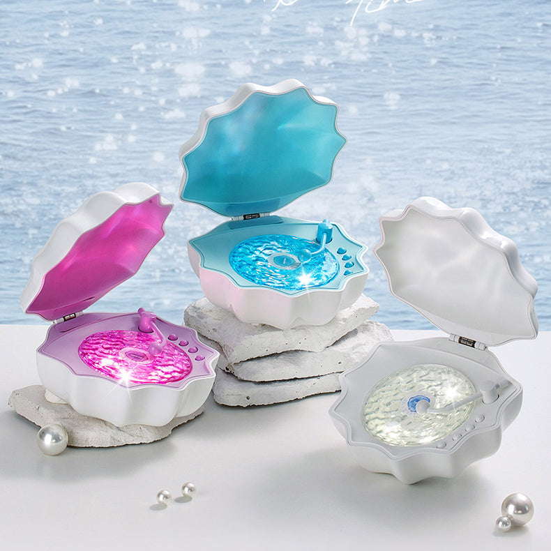 Avelena | Shell Lampe Wellen Retro Bluetooth Plattenspieler LED Nachtlicht - Perfektes Geschenk für Kinder und Mädchen