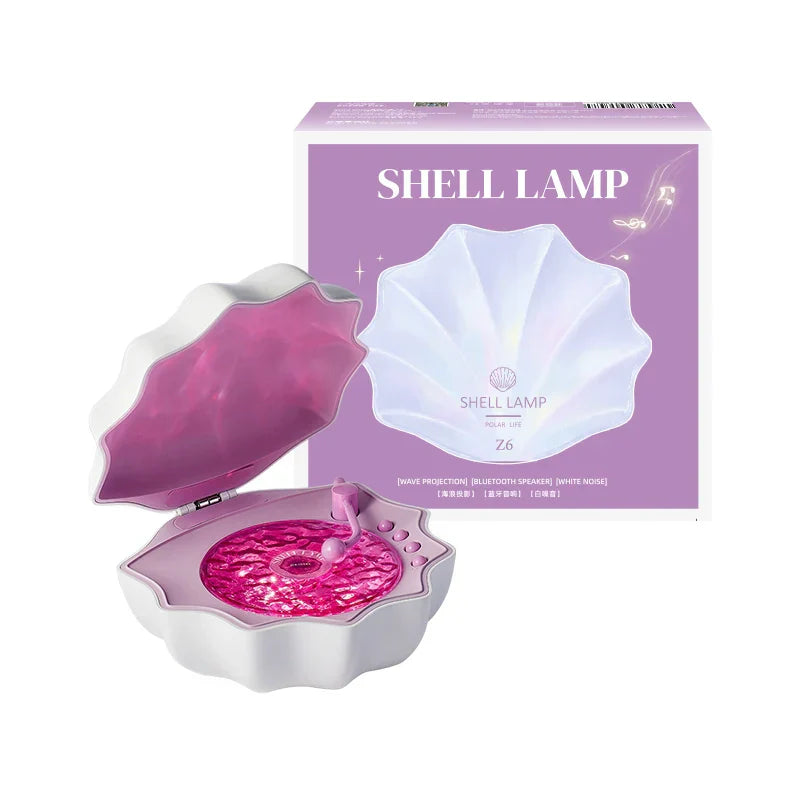 Avelena | Shell Lampe Wellen Retro Bluetooth Plattenspieler LED Nachtlicht - Perfektes Geschenk für Kinder und Mädchen