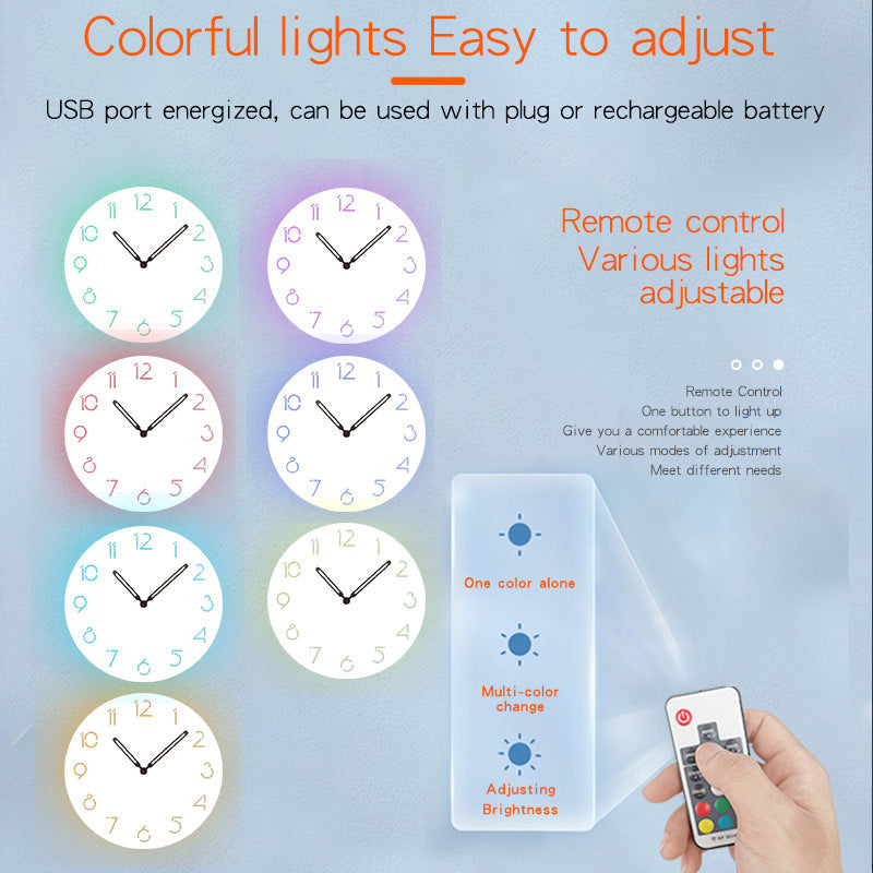 Avelena | Atmosphärische LED-Licht stille Wanddekor Uhr