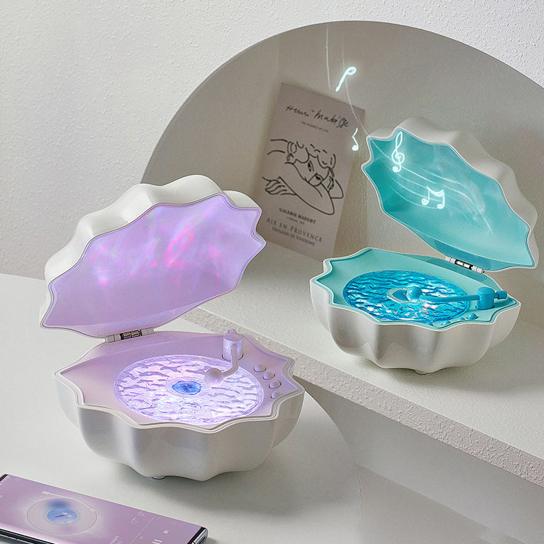 Avelena | Shell Lampe Wellen Retro Bluetooth Plattenspieler LED Nachtlicht - Perfektes Geschenk für Kinder und Mädchen