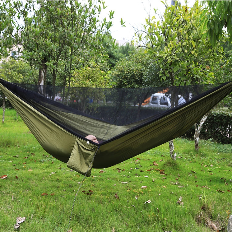Avelena | Tragbare Outdoor-Hängematte mit Moskitonetzen (Armeegrün)