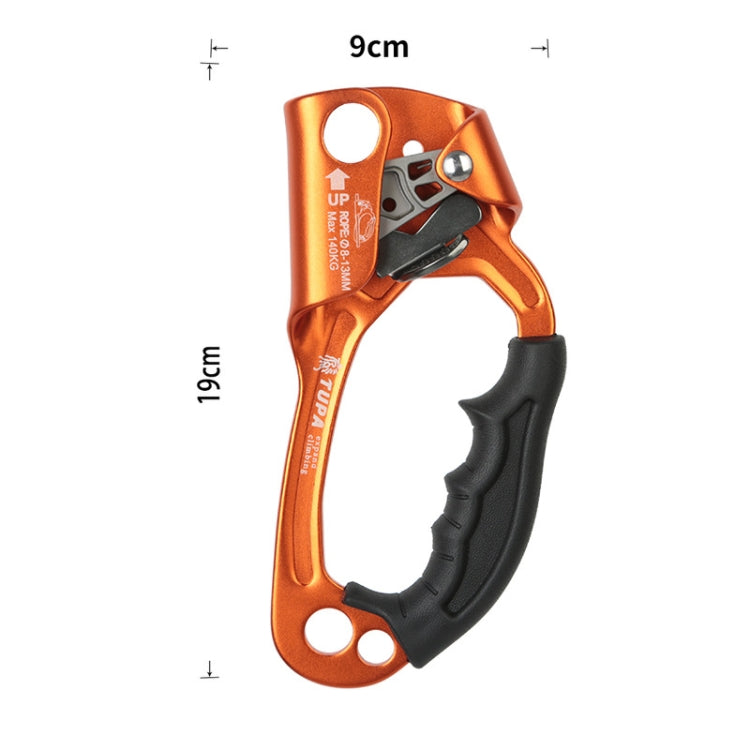 Avelena | XINDA TP-8606 Outdoor Klettern Luftarbeit Anti-Fall Handheld Seilgreifer für 8-12mm Durchmesser Seil Rechts (Orange)