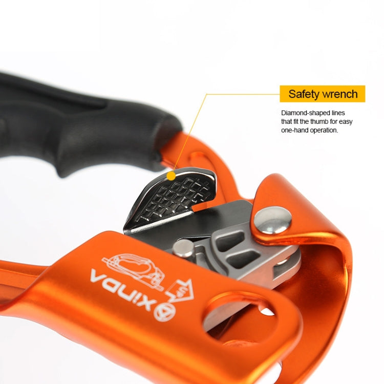 Avelena | XINDA TP-8606 Outdoor Klettern Luftarbeit Anti-Fall Handheld Seilgreifer für 8-12mm Durchmesser Seil Rechts (Orange)