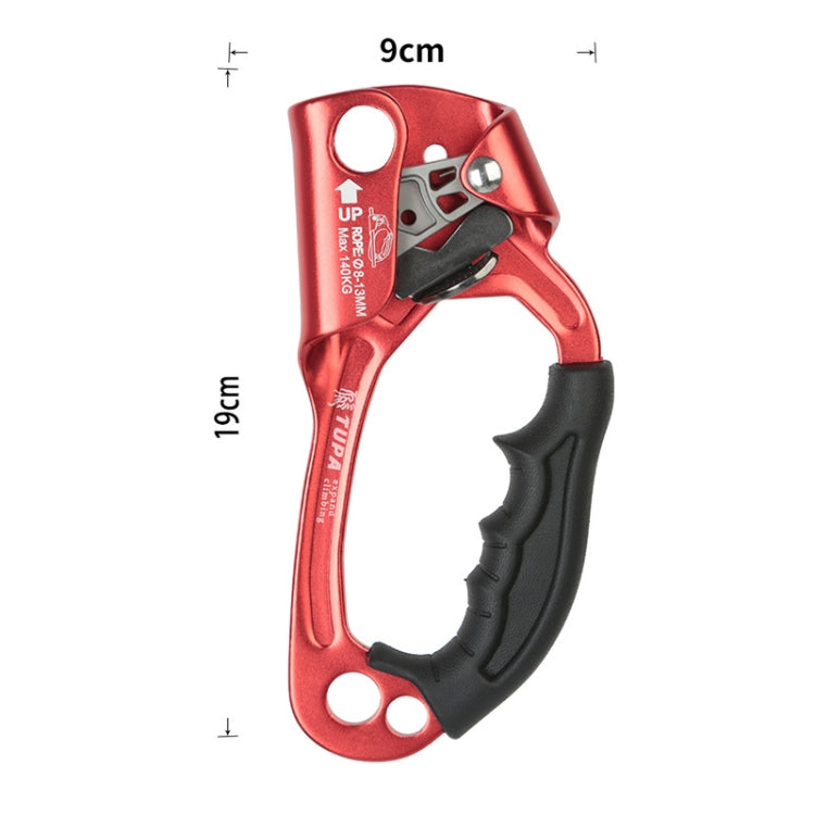 Avelena | XINDA TP-8606 Outdoor Felsklettern Luftarbeit Anti-Fall Handheld Seilgreifer für 8-12mm Durchmesser Seil Rechts(Rot)