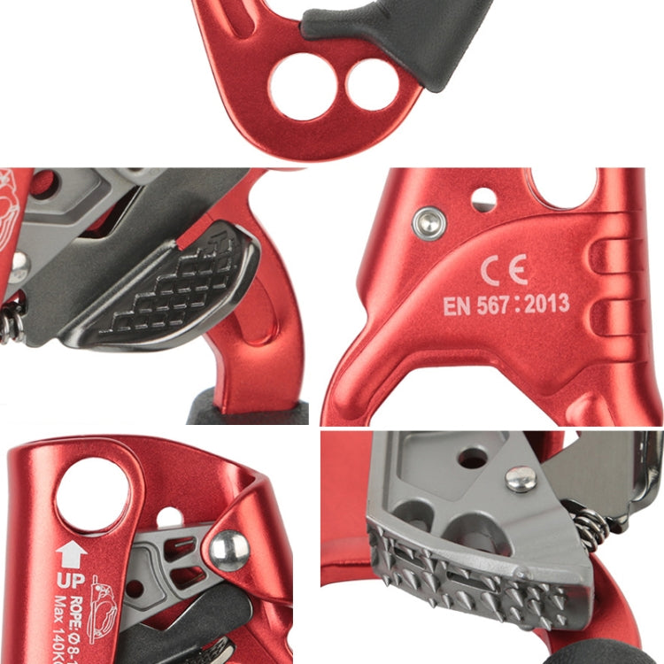 Avelena | XINDA TP-8606 Outdoor Felsklettern Luftarbeit Anti-Fall Handheld Seilgreifer für 8-12mm Durchmesser Seil Rechts(Rot)