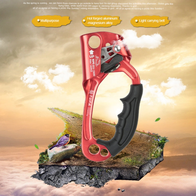 Avelena | XINDA TP-8606 Outdoor Felsklettern Luftarbeit Anti-Fall Handheld Seilgreifer für 8-12mm Durchmesser Seil Rechts(Rot)