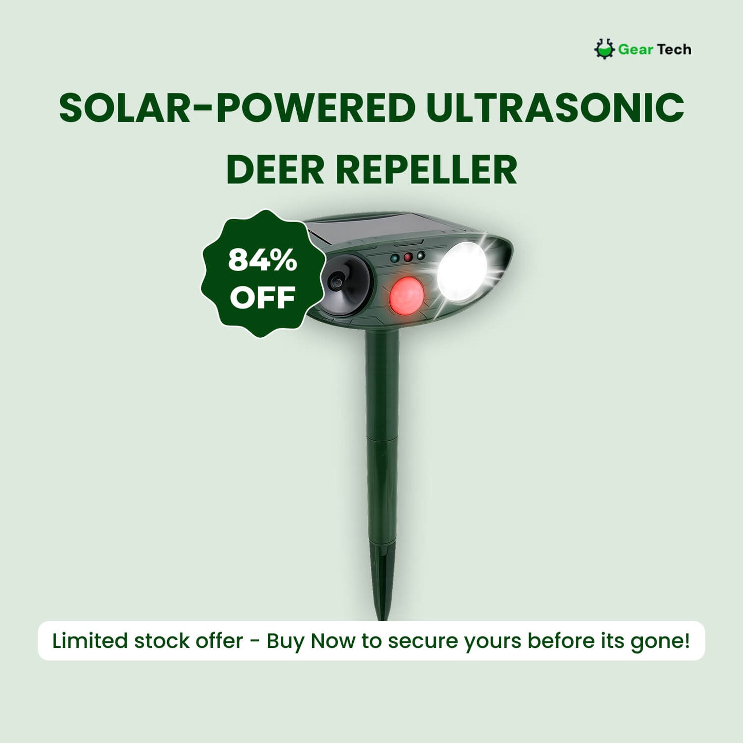 Avelena | Solar-powered ultrasound deer repeller - Effective deer deterrent for gardens and caverns in 48 hours