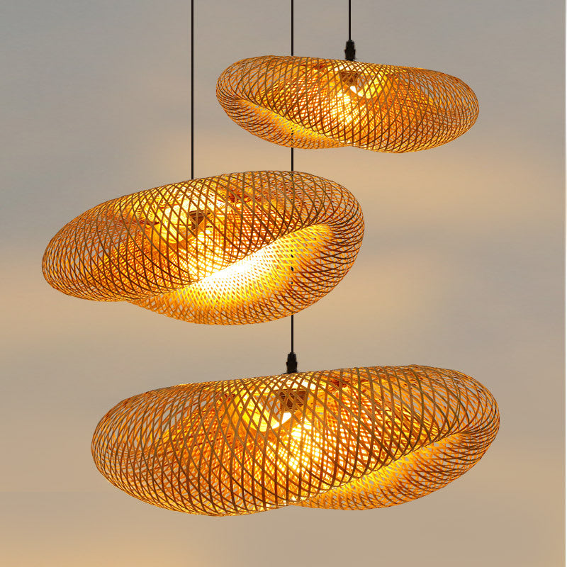 Avelena | Rattan Gewebtes Bambus -Pendellicht - Led - Licht