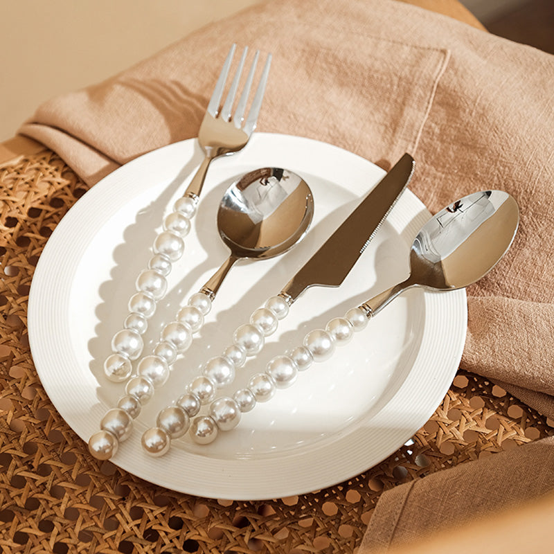 Avelena | Perlengriff Besteck 4 Teilig Set