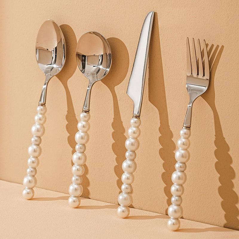 Avelena | Perlengriff Besteck 4 Teilig Set