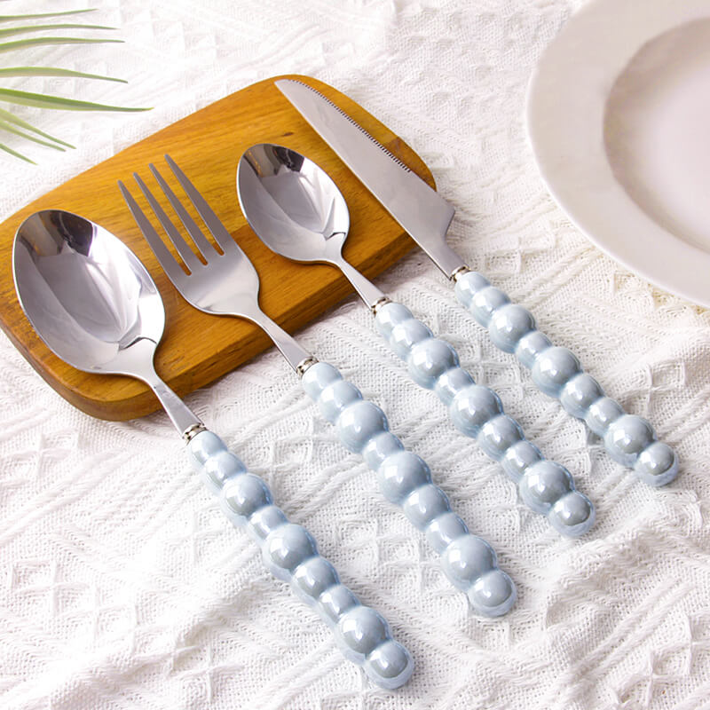 Avelena | Perlengriff Besteck 4 Teilig Set