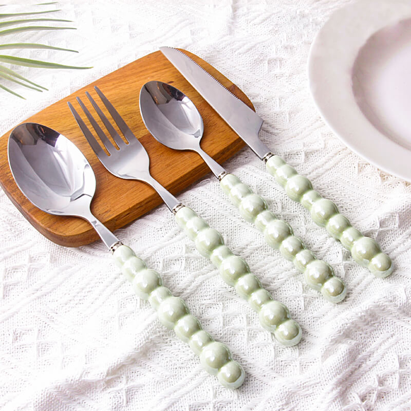 Avelena | Perlengriff Besteck 4 Teilig Set