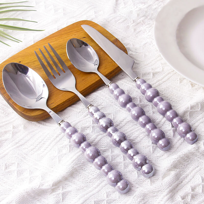 Avelena | Perlengriff Besteck 4 Teilig Set