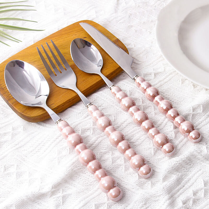 Avelena | Perlengriff Besteck 4 Teilig Set