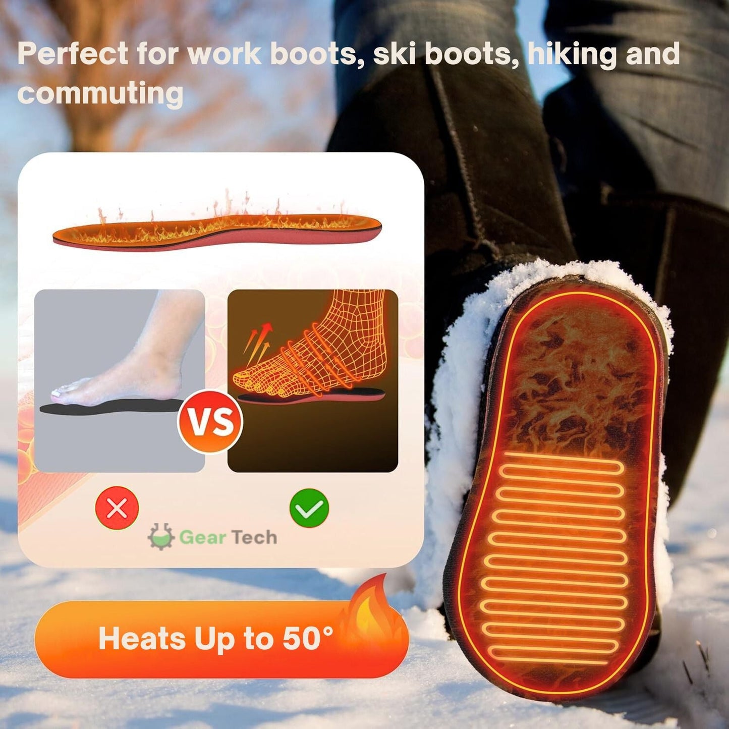 Avelena | Wiederaufladbare beheizte Einlegesohlen UK – Beste thermische Schuh-Einlagen für Stiefel, Arbeitsstiefel und täglichen Winterkomfort