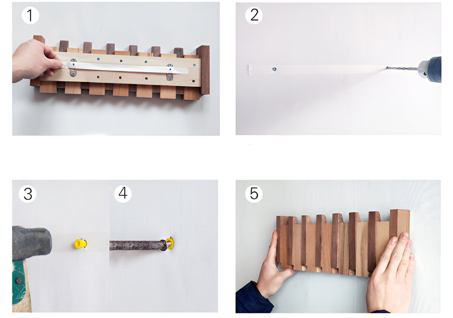 Avelena | RetroHooks - Holzklavier-Wandregal mit magnetischen Haken