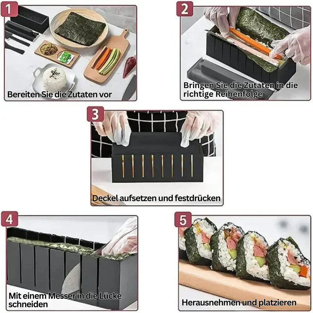 Avelena | Sushi Rollen Und Schneiden Set – Praktisches Sushi Kit Mit Schablonen Und Zubehör