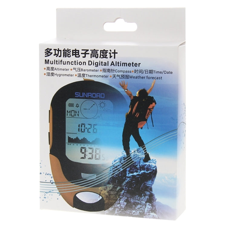 Avelena | SUNROAD Multifunktions-LCD-Digital-Höhenmesser mit Kompass & Barometer & Thermometer & Hygrometer & Wettervorhersage & LED-Taschenlampe und Uhr