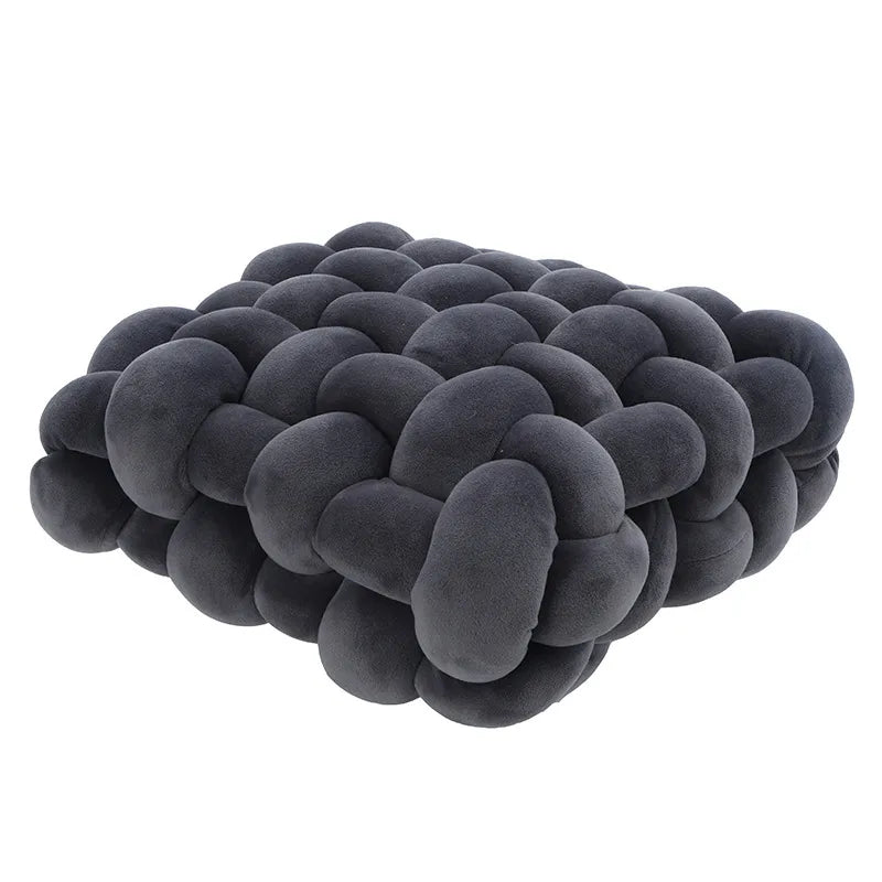 Avelena | Wohnzimmer Weicher Plüsch Knoten Kissen Sofa Kissen Einfarbig Quadratisch Handgewebtes Zuhause Wurfkissen Quadratisches Gewebtes Sitzkissen Kissen
