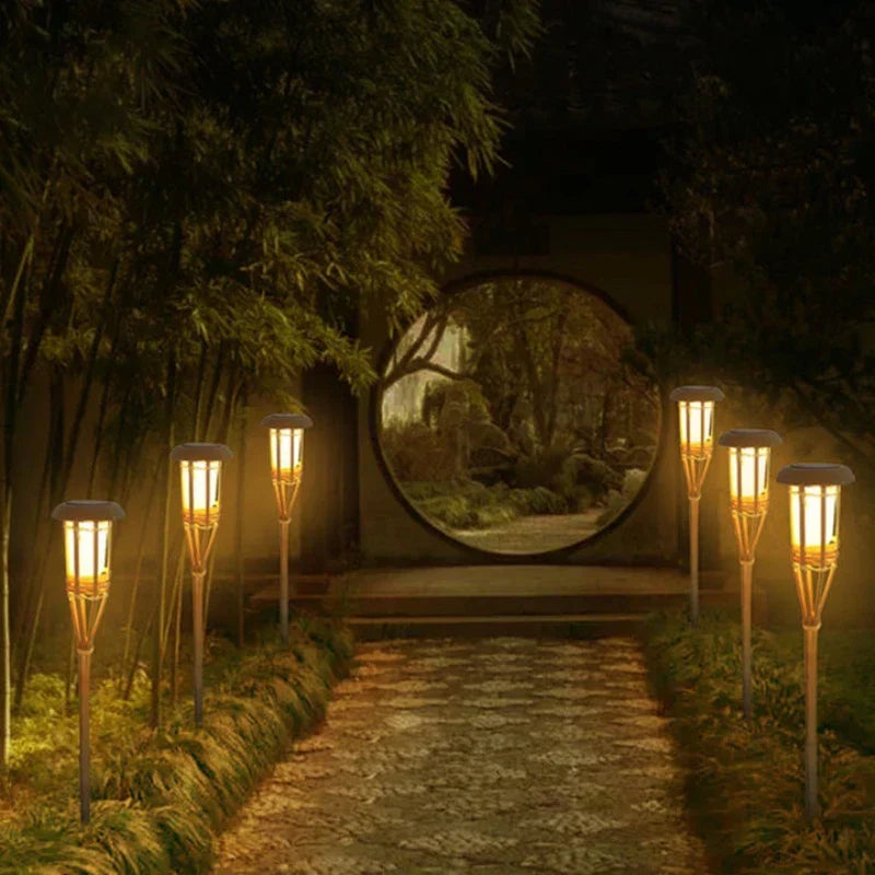 Avelena | Solar-Fackel 5er-Set | Flammenoptik LED Gartenleuchten | Solarbetrieben | Dekoratives Licht für Außen
