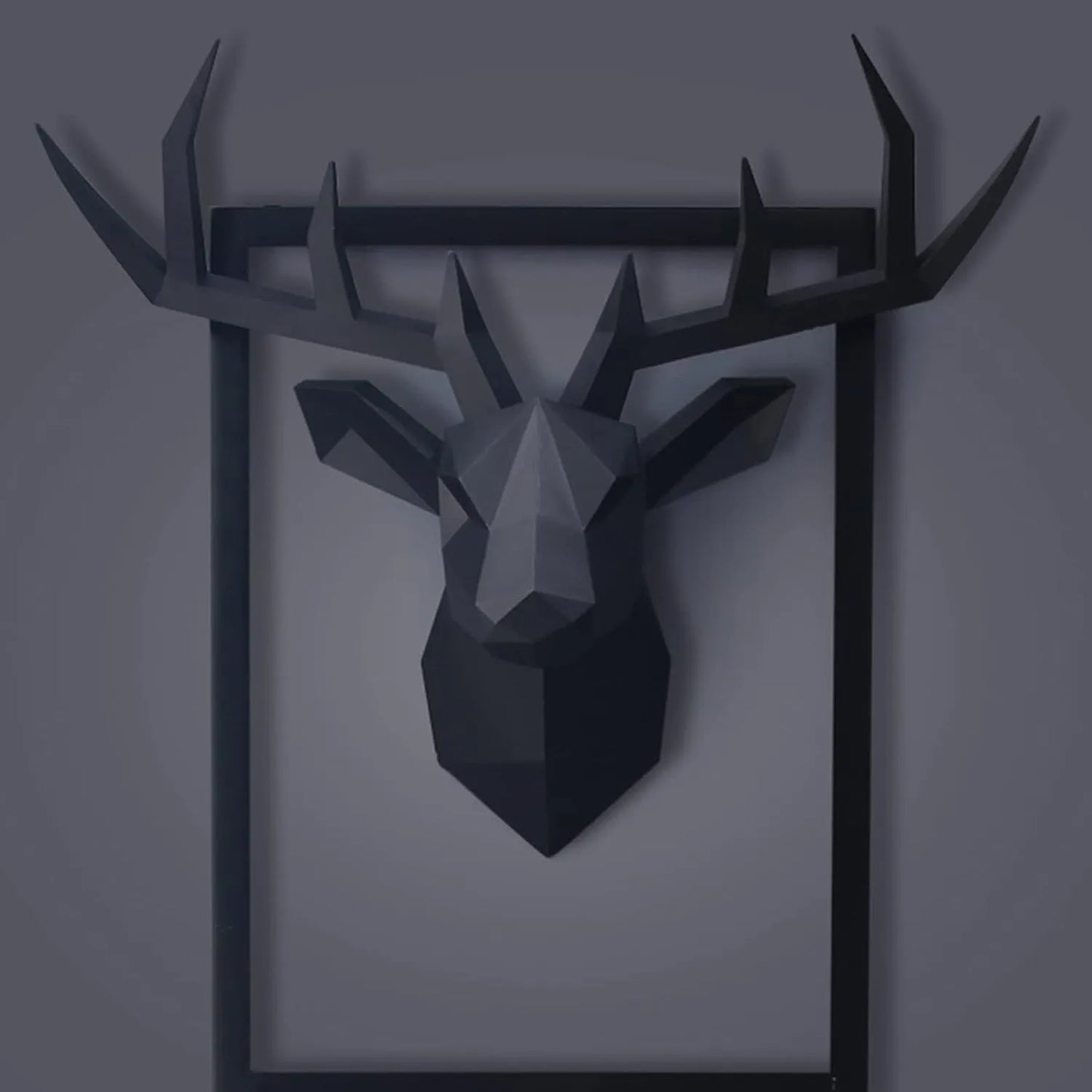 Avelena | 3D-Hirschkopf-Skulptur, geometrisches Kunstharz, Tier-Hirschkopf-Wanddekoration, moderne Heimdekoration, luxuriöse dekorative Wanddekoration