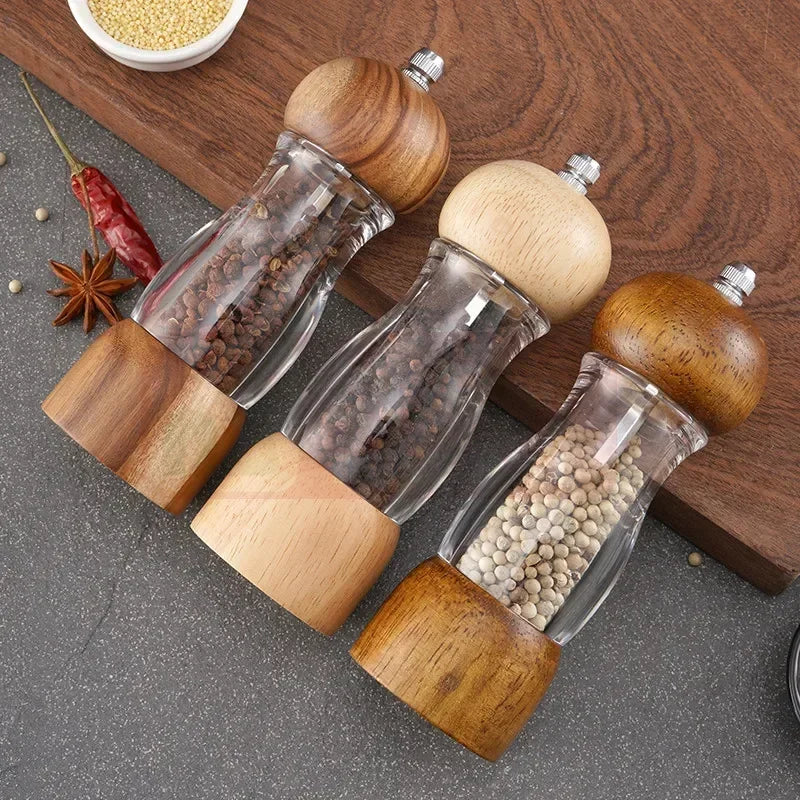 Avelena | Pfeffermühle und Salzmühle Set aus Holz und Glas – Stilvolle Gewürzmühlen für die Küche