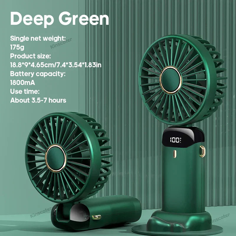 Avelena | Airlio BreezeFlex | Mini-Ventilator 3-in-1 | Powerbank & LED-Display | 5 Windstufen | Tragbar & Verstellbar