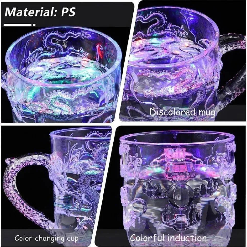 Avelena | 1 Stück Farbwechsel Leuchtende LED Drachen Tasse Wasser Aktiviert Lichter Bier Kaffee Milch Tee Wein Whiskey Bar Becher Reise Kreatives Geschenk