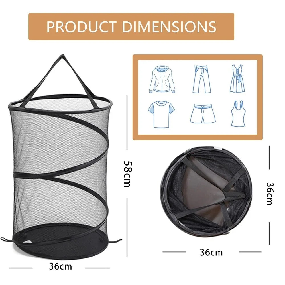 Avelena | AirFold Hamper | Faltbarer Wäschekorb | Atmungsaktiv & Tragbar | Für Bad & Schlafzimmer