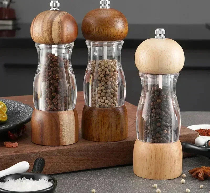 Avelena | Pfeffermühle und Salzmühle Set aus Holz und Glas – Stilvolle Gewürzmühlen für die Küche