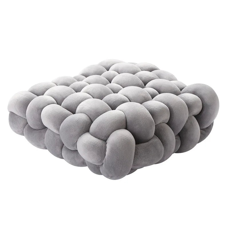 Avelena | Wohnzimmer Weicher Plüsch Knoten Kissen Sofa Kissen Einfarbig Quadratisch Handgewebtes Zuhause Wurfkissen Quadratisches Gewebtes Sitzkissen Kissen