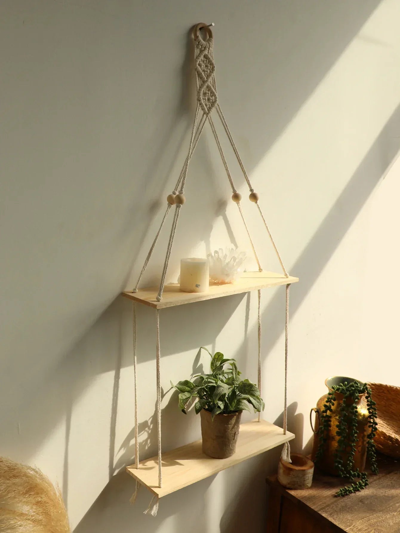 Avelena | Wandregal – Holz – Hängeregale – Boho-Heimdekoration – Raumdekoration