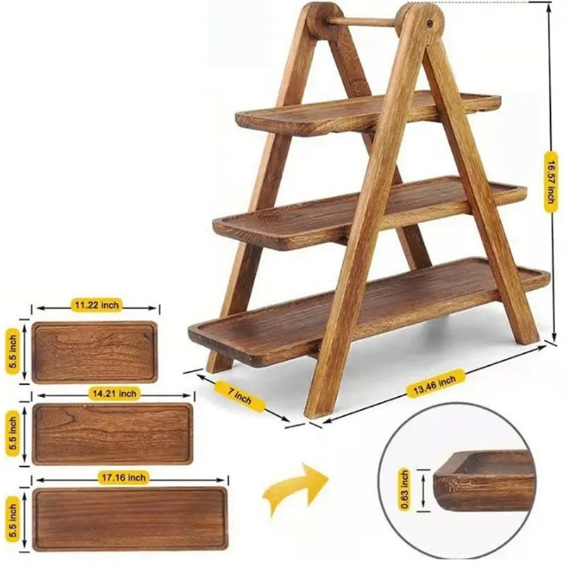 Avelena | 3-stufige Holz-Stufenplatte Dekor Kuchenständer Bauernhaus Stufenplatte Party Serviergeschirr und Platten Tabletts