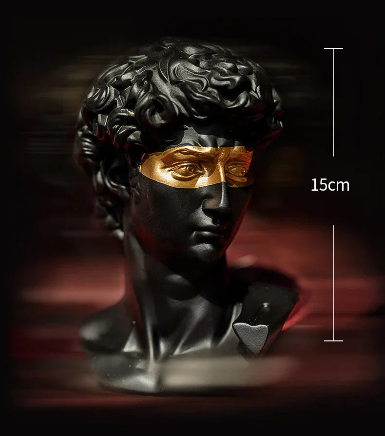 Avelena | Statuen zur Dekoration, 15 cm, David, Couchtisch, Heimdekoration, Ornamente, Zimmerbüste aus Gips, weißes Harz, dekorative Kunstskulptur