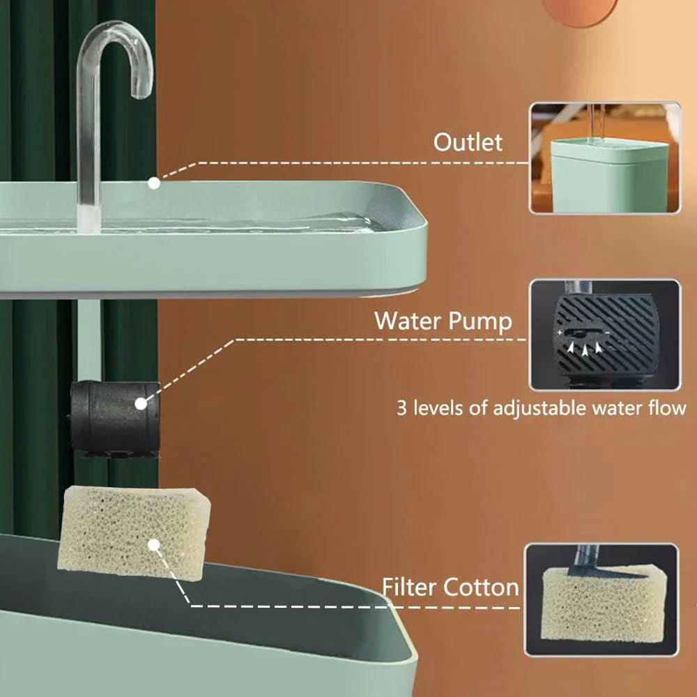 Avelena | Ultra-leise Haustier-Wasserbrunnen mit intelligenter Filtration - 1,5 l Edelstahl