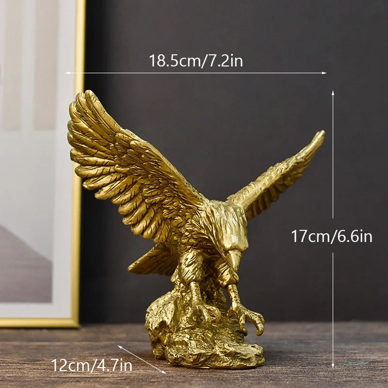 Avelena | Resin Goldener Adler Statue Kunst Tier Modell Sammlung Ornament Zuhause Büro Schreibtisch Feng Shui Dekor Figuren einfach