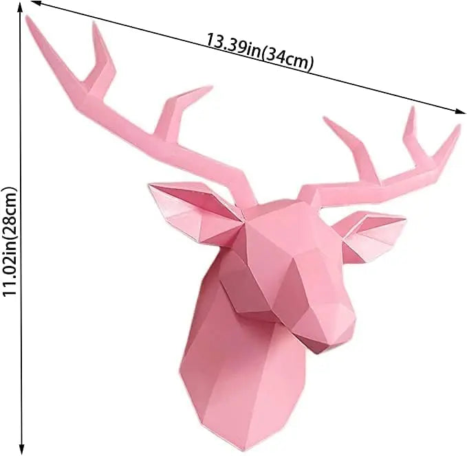 Avelena | 3D-Hirschkopf-Skulptur, geometrisches Kunstharz, Tier-Hirschkopf-Wanddekoration, moderne Heimdekoration, luxuriöse dekorative Wanddekoration