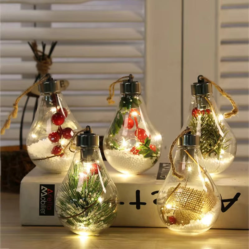 Avelena | Weihnachts-LED-Glühbirnen-Ornamente – Transparente Kugelbaumdekoration für festlichen Charme & perfekte Weihnachtsgeschenke