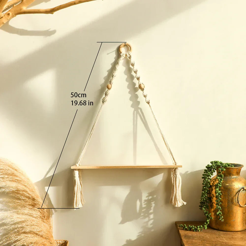 Avelena | Wandregal – Holz – Hängeregale – Boho-Heimdekoration – Raumdekoration