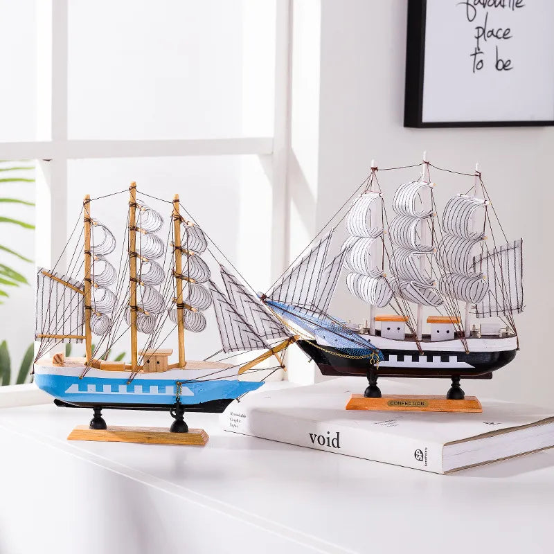 Avelena | Royaleva Nordic Holz Segelboot Skulptur - LED beleuchtetes Dekorstück, batteriebetrieben