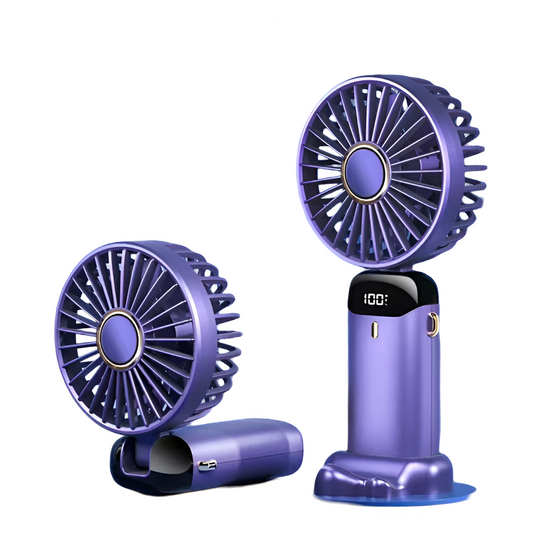 Avelena | Wiederaufladbarer tragbarer Mini Ventilator | 5-Stufen, 90-Grad verstellbar & leise für Büro, Zuhause & den Außeneinsatz